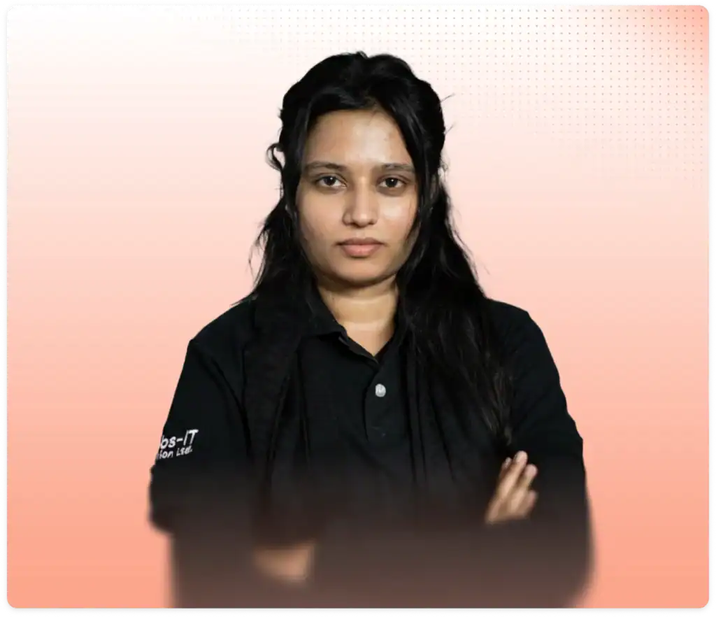 Portrait of Halima Akter Swapna (Onu) with crossed arms and confident expression.